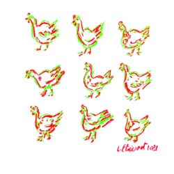 9 poules stroboscopiques 