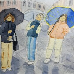 2023-les 3 filles à Amsterdam (aquarelle) 