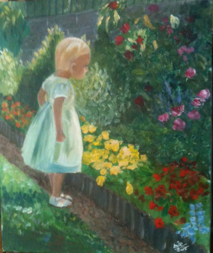 Jeanne aux fleurs-2015 (acrylique)