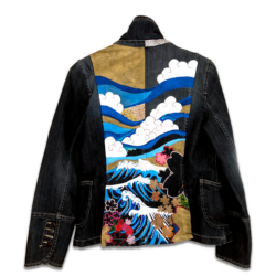 Veste en Jeans Kimono Estampes 