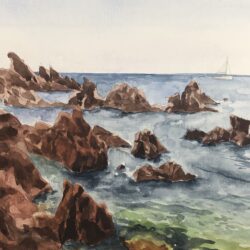 rochers rouges aquarelle 30x40cm 