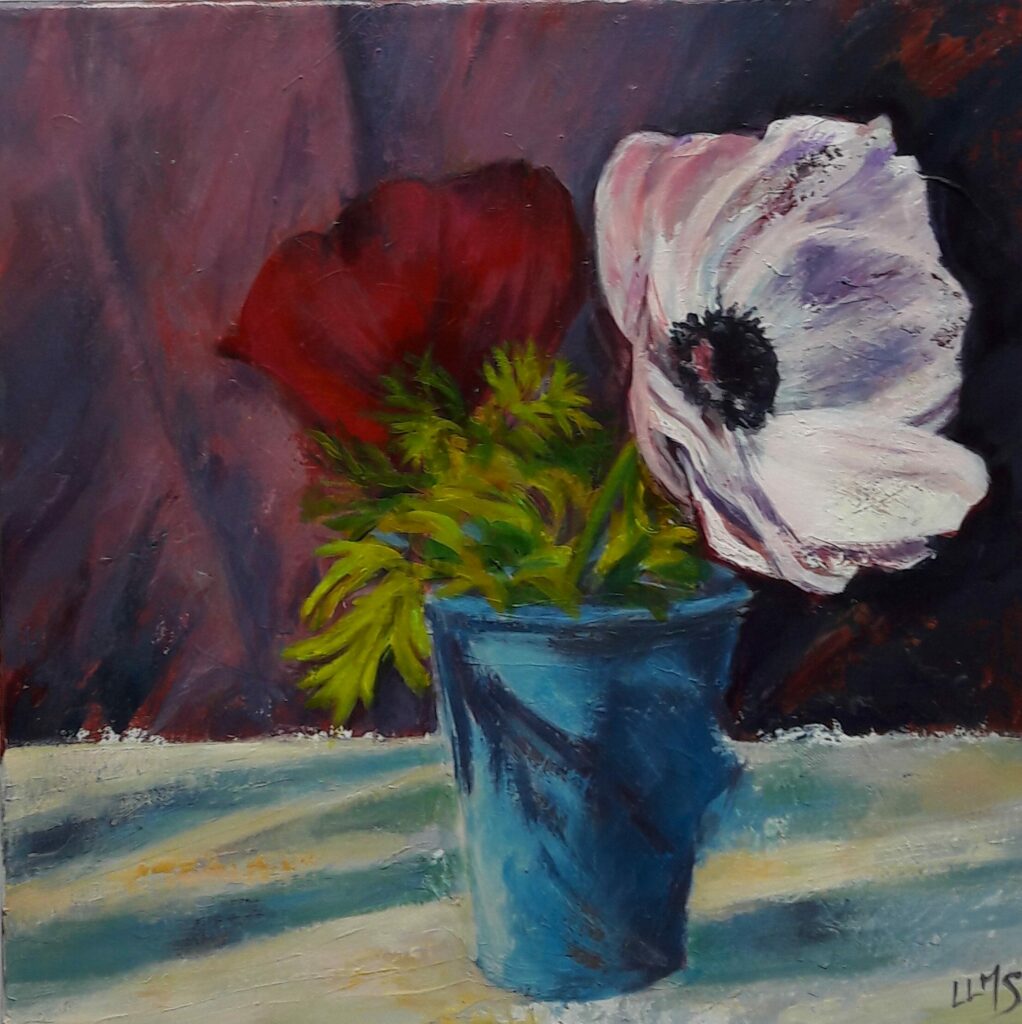 Bouquet de Pensées – Acrylique sur toile 40 x 40