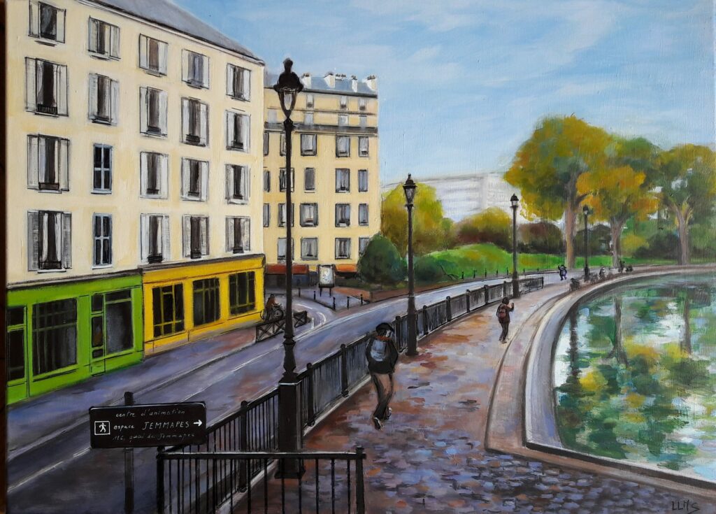 Canal St Martin  Acrylique sur Toile 20P 1ère étape