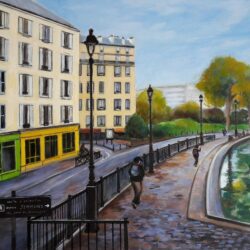 Canal St Martin  Acrylique sur Toile 20P 1ère étape 
