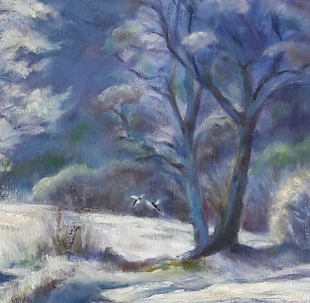 Détail -Paysage d&rsquo;hiver- Acrylique