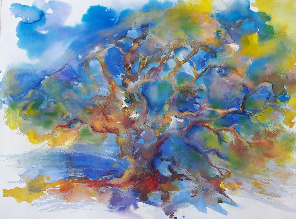 L’Arbre au souvenirs- Encres- pastel 50X65