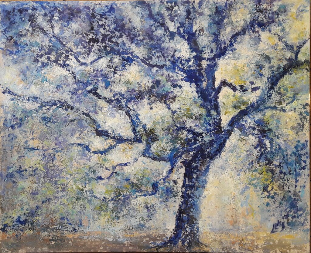 L&rsquo;Arbre bleu -Acrylique sur toile 50 X 61