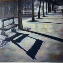Nocturne au jrdin Huile reprise sur toile 12F( 50X61) 