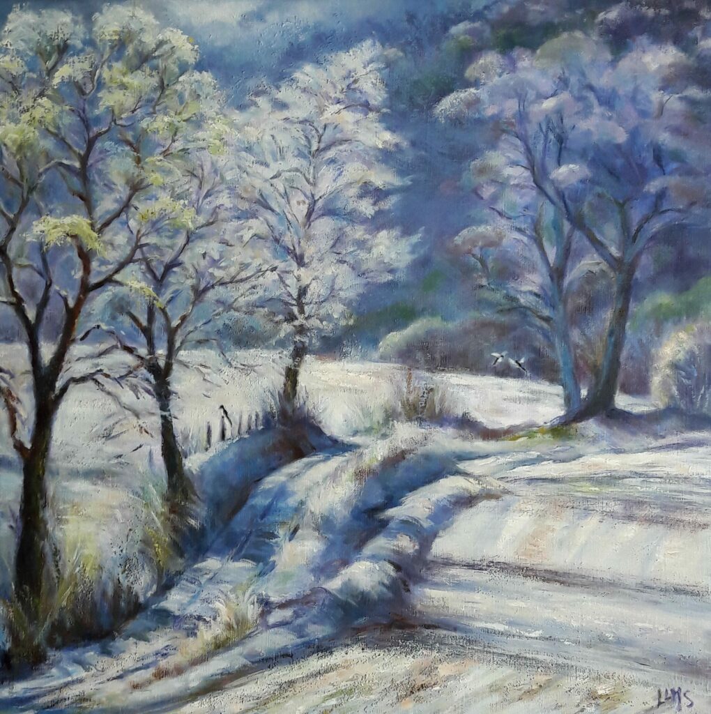 Paysage d&rsquo;hiver Acrylique sur toile 60×60