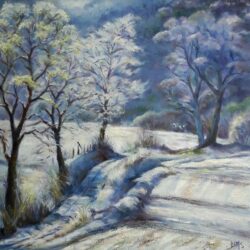 Paysage d&rsquo;hiver Acrylique sur toile 60×60 