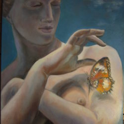 Psyché au papillon, Huile sur toile 10P  (55 x 38) 