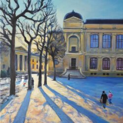 après-midi hivernal au jardin des plantes Acrylique sur toile  73×60 