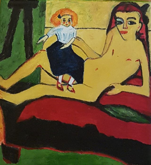 Fränzi à la poupée Acrylique (d’après E. Heckel)