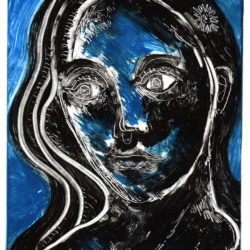 Femme noire et bleue – Monotype – 15 x 20 cm – Décembre 2020 