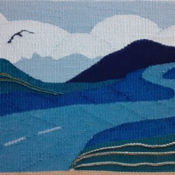 2019 La route à lheure bleue.43×25 Lin et rayonne jpg 