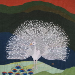 2019-Le Paon blanc de Junon Haute lice 7 fils:cm coton, laine. 36x36cm – copie 
