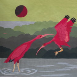 2020- 2 ibis rouges 6 fils au cm: Laine,coton 100x95cm 