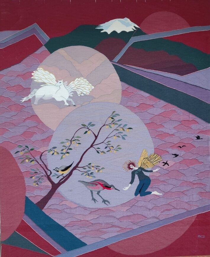 2025-  Méduse au jardin des Hespérides (110x130cm) Haute lice 5 fils:cm Coton, Laine Lin jpg