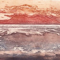 coucher de soleil rouge sur l’ile de Rhum (Hébrides) 