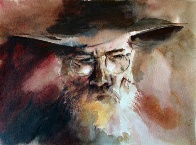 Aquarelle – L’homme au chapeau