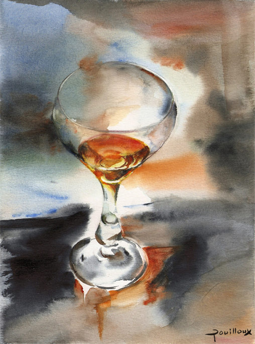 Aquarelle – Vapeurs d’alcool – Verre 1